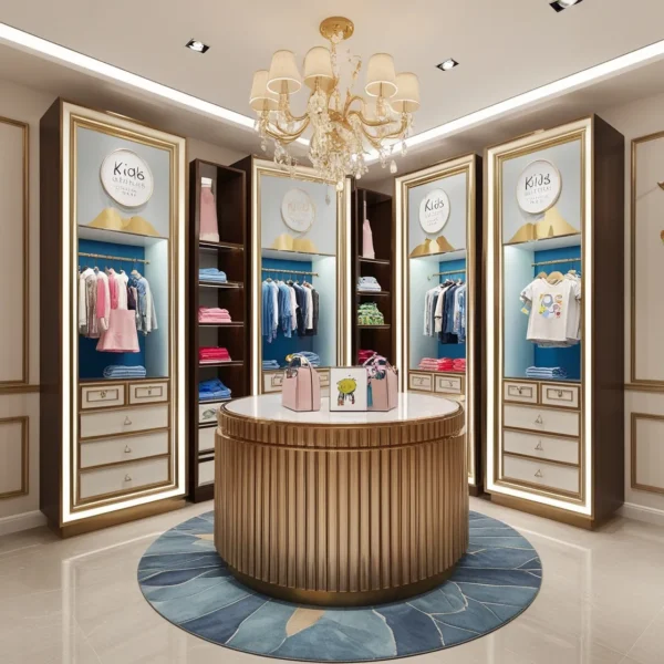 GRACE Luxury Boutique Vitrine en bois pour magasin de vêtements pour enfants-1