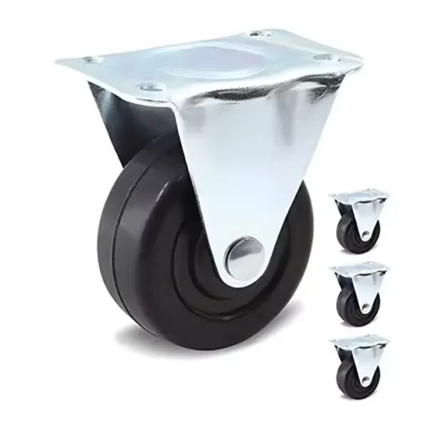 2 Inch Heavy Duty Swivel Caster Steel Rubber Base Top Plate Bearing Office Furniture Caster 50mm Diameter Furniture Caster Wheel