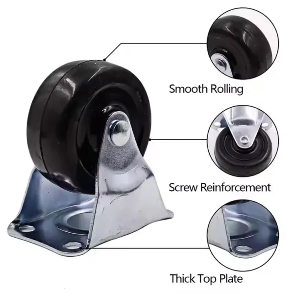 2 Inch Heavy Duty Swivel Caster Steel Rubber Base Top Plate Bearing Office Furniture Caster 50mm Diameter Furniture Caster Wheel - Imagen 3