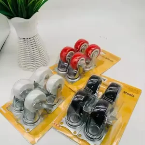 Hot Selling 4 Pieces/set Light Duty Caster 50mm Red Rotating Caster Wheel With Side Brake