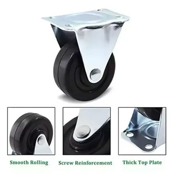 2 Inch Heavy Duty Swivel Caster Steel Rubber Base Top Plate Bearing Office Furniture Caster 50mm Diameter Furniture Caster Wheel - Imagen 4