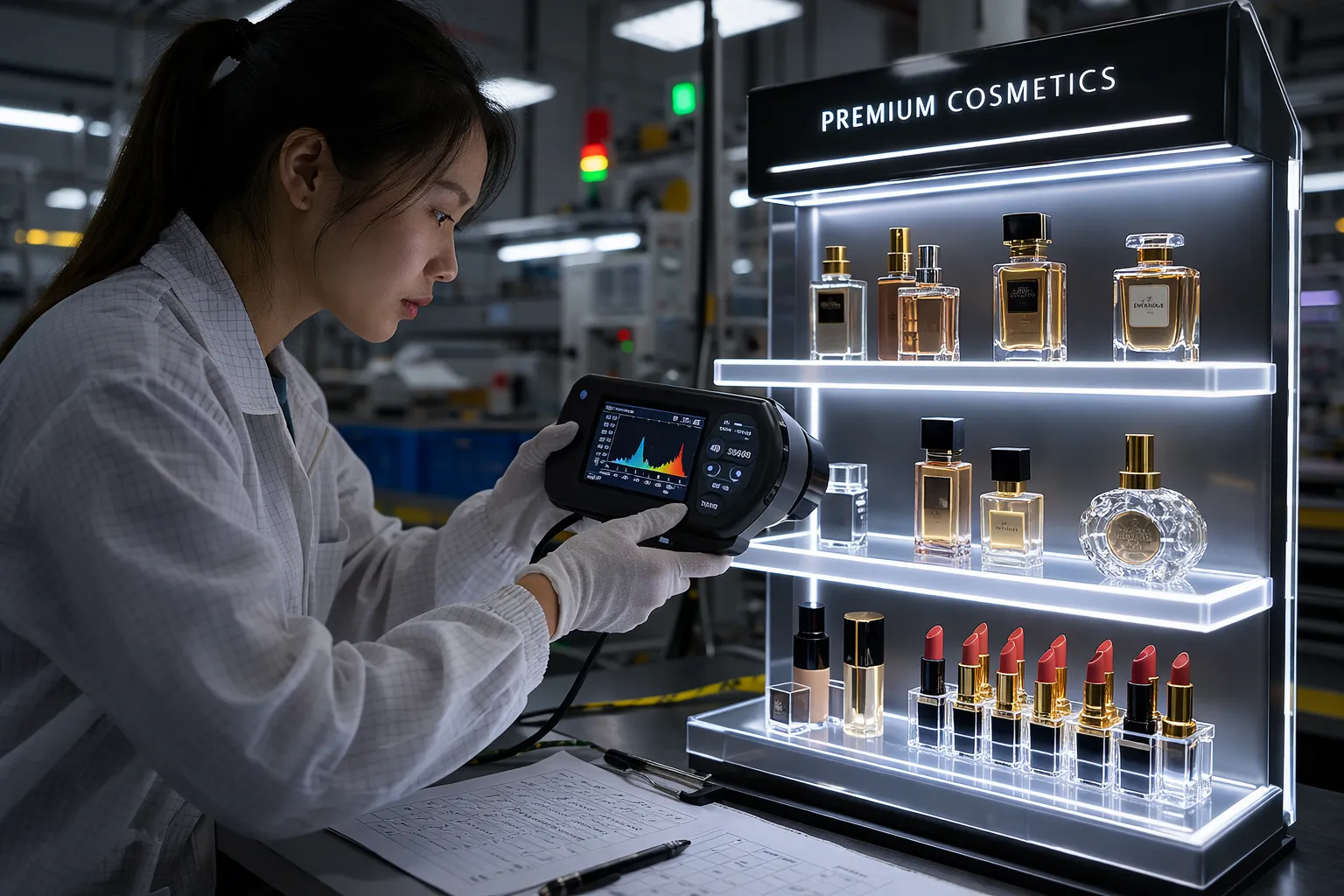 Gracedisplay custom premium cosmetics display racks quality control in factory.