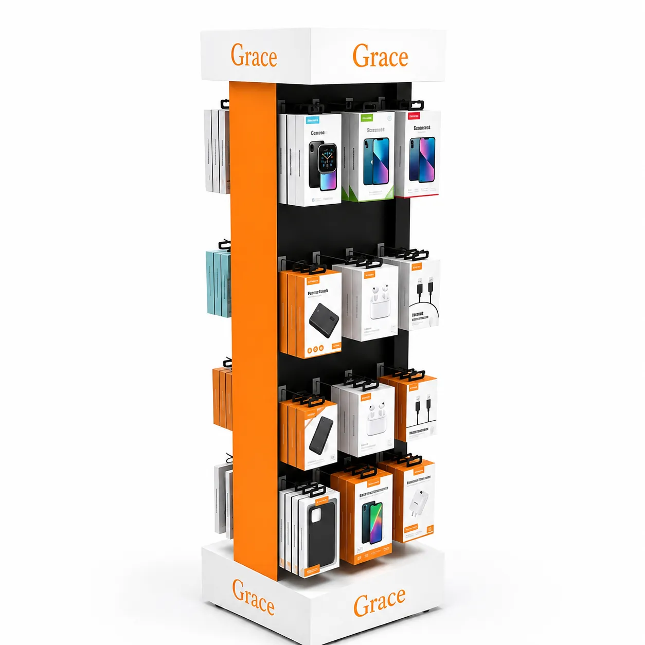 4 Sided Phone Accessories Shop Display Rack Shopfitting