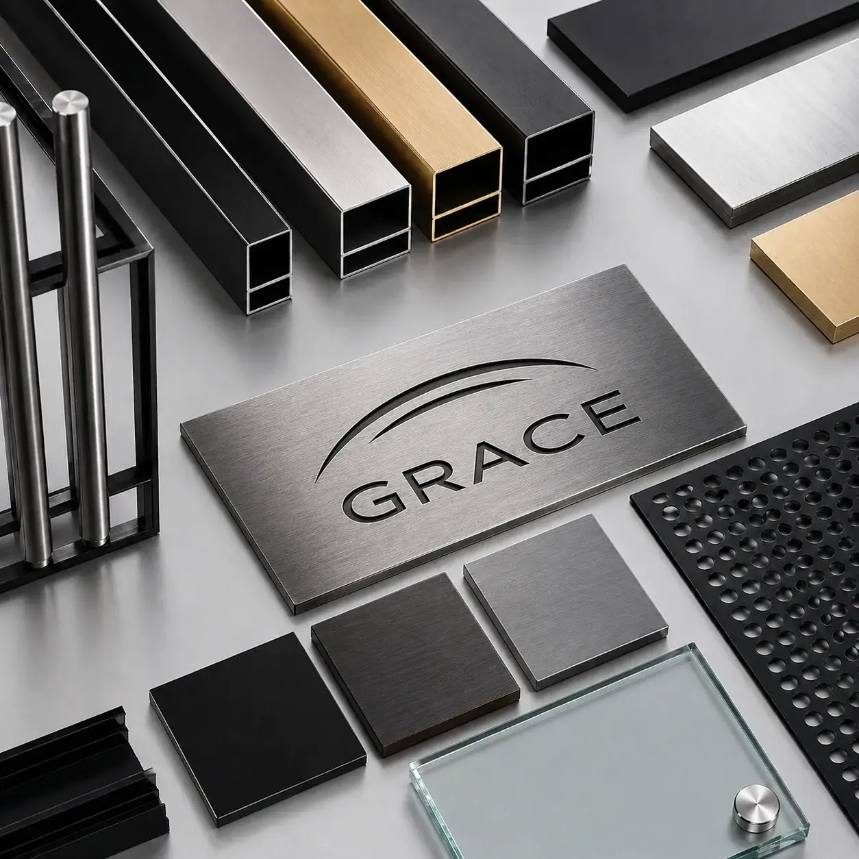 Brushed Stainless Steel Mixed Metal Shopfitting Finishes